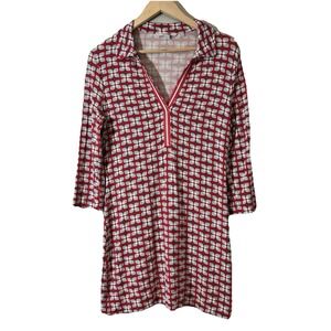 Boden Floral Patterned Shift Mini Dress Women's Size 8 Embellished V-Neck